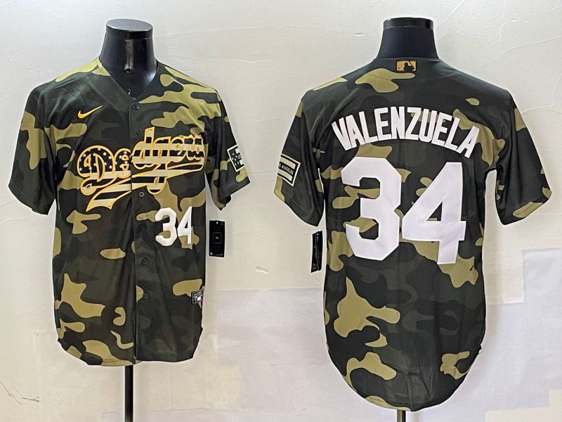 Men Los Angeles Dodgers #34 Valenzuela Camo Joint Name 2025 Nike MLB Jersey style 11